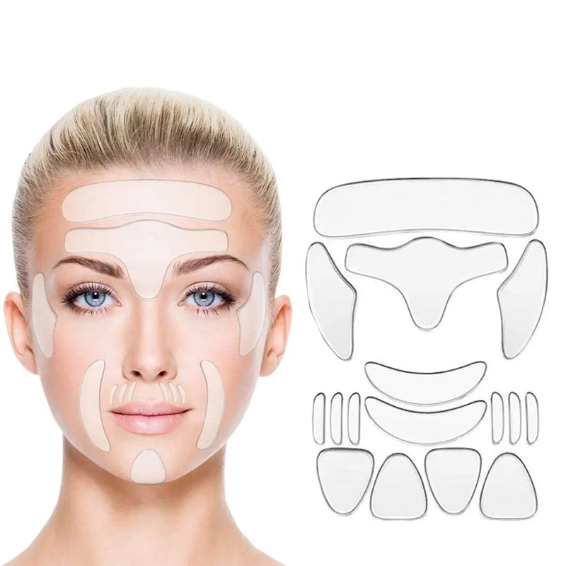 Adesivos de silicone reutilizáveis para o rosto, testa, pescoço e olhos